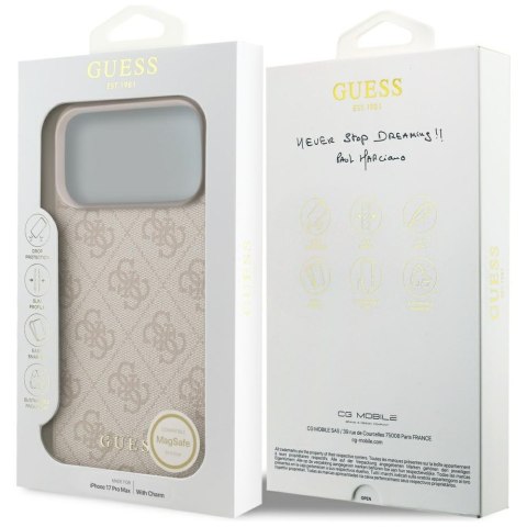 Etui Guess 4G Charms Collection MagSafe do iPhone 17 Pro Max różowy
