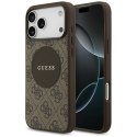 Etui Guess 4G Circle Classic Logo MagSafe do iPhone 17 Pro Max brązowy