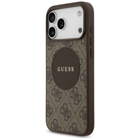 Etui Guess 4G Circle Classic Logo MagSafe do iPhone 17 Pro Max brązowy