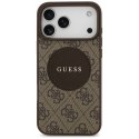Etui Guess 4G Circle Classic Logo MagSafe do iPhone 17 Pro Max brązowy
