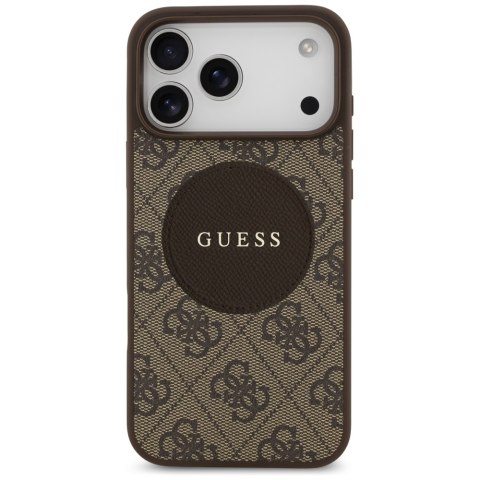 Etui Guess 4G Circle Classic Logo MagSafe do iPhone 17 Pro Max brązowy