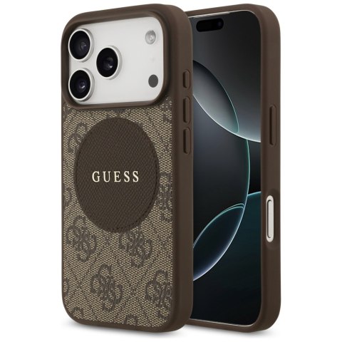 Etui Guess 4G Circle Classic Logo MagSafe do iPhone 17 Pro brązowy