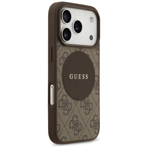 Etui Guess 4G Circle Classic Logo MagSafe do iPhone 17 Pro brązowy