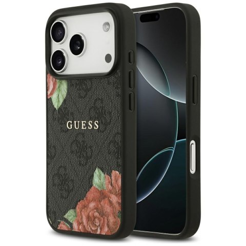 Etui Guess 4G Flowers Print MagSafe do iPhone 17 Pro Max czarny