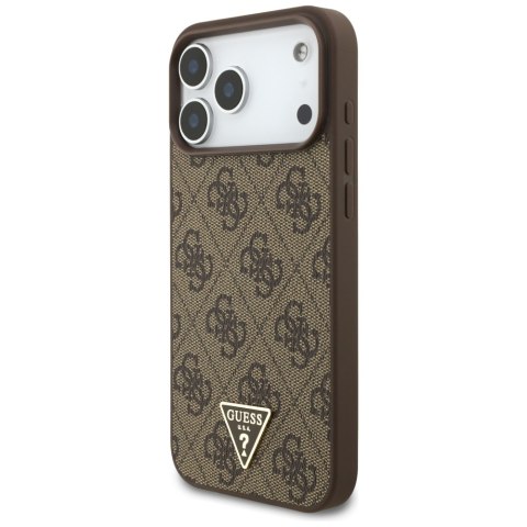 Etui Guess 4G Strap Triangle Logo MagSafe do iPhone 17 Pro Max brązowy
