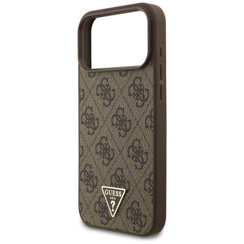 Etui Guess 4G Strap Triangle Logo MagSafe do iPhone 17 Pro Max brązowy