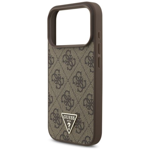 Etui Guess 4G Strap Triangle Logo MagSafe do iPhone 17 Pro brązowy