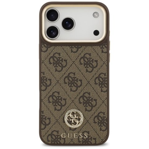 Etui Guess 4G Strass Logo MagSafe do iPhone 17 Pro Max brązowy