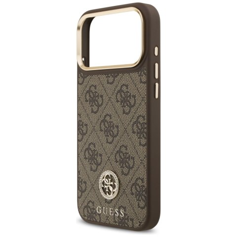Etui Guess 4G Strass Logo MagSafe do iPhone 17 Pro Max brązowy