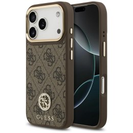 Etui Guess 4G Strass Logo MagSafe do iPhone 17 Pro brązowy