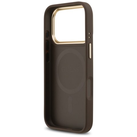 Etui Guess 4G Strass Logo MagSafe do iPhone 17 Pro brązowy