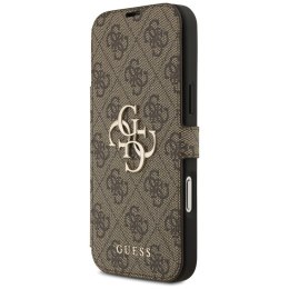 Etui Guess Book 4G Metal Logo do iPhone 17 Pro Max brązowy