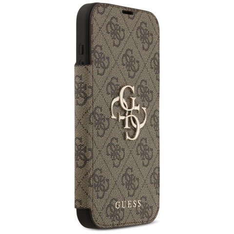 Etui Guess Book 4G Metal Logo do iPhone 17 Pro Max brązowy