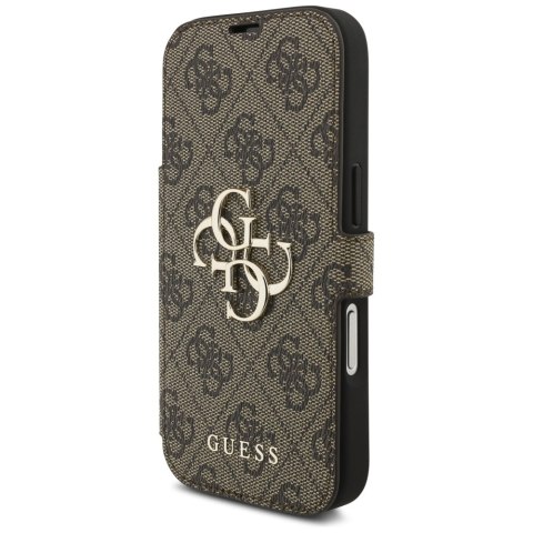 Etui Guess Book 4G Metal Logo do iPhone 17 Pro brązowy