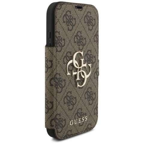 Etui Guess Book 4G Metal Logo do iPhone 17 Pro brązowy