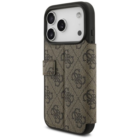 Etui Guess Book 4G Metal Logo do iPhone 17 Pro brązowy