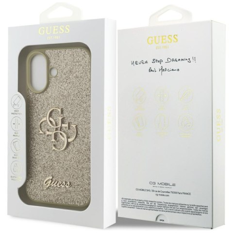 Etui Guess Fixed Glitter Big 4G do iPhone 17 złoty