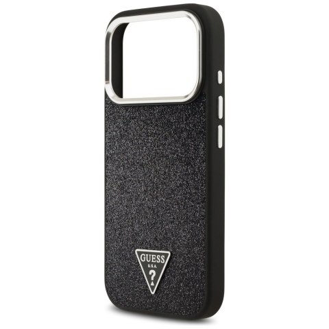 Etui Guess Glitter Triangle Logo MagSafe do iPhone 17 Pro czarny