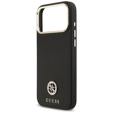Etui Guess Grained Strass Logo MagSafe do iPhone 17 Pro Max czarny