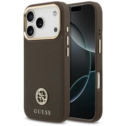 Etui Guess Grained Strass Logo MagSafe do iPhone 17 Pro brązowy