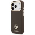 Etui Guess Grained Strass Logo MagSafe do iPhone 17 Pro brązowy