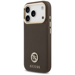 Etui Guess Grained Strass Logo MagSafe do iPhone 17 Pro brązowy