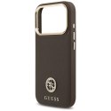 Etui Guess Grained Strass Logo MagSafe do iPhone 17 Pro brązowy
