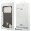 Etui Guess Grained Strass Logo MagSafe do iPhone 17 Pro brązowy