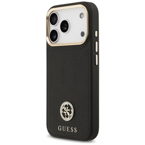 Etui Guess Grained Strass Logo MagSafe do iPhone 17 Pro czarny