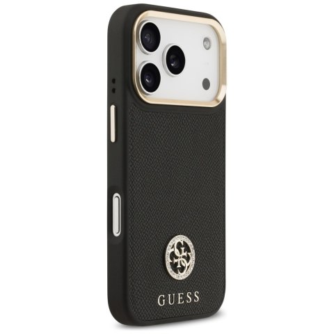 Etui Guess Grained Strass Logo MagSafe do iPhone 17 Pro czarny