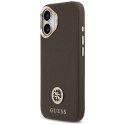 Etui Guess Grained Strass Logo MagSafe do iPhone 17 brązowy