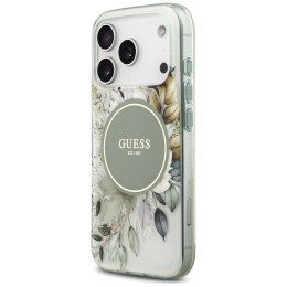 Etui Guess IML Flower & Tonal Circle MagSafe do iPhone 17 Pro zielony