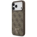 Etui Guess Leather 4G Triangle Strass MagSafe do iPhone 17 Pro Max brązowy