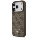 Etui Guess Leather 4G Triangle Strass MagSafe do iPhone 17 Pro brązowy