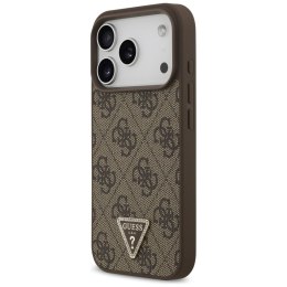 Etui Guess Leather 4G Triangle Strass MagSafe do iPhone 17 Pro brązowy