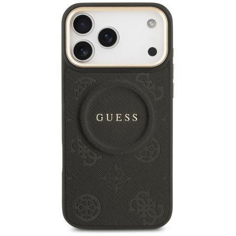 Etui Guess Peony Hot Stamp MagSafe do iPhone 17 Pro Max czarny