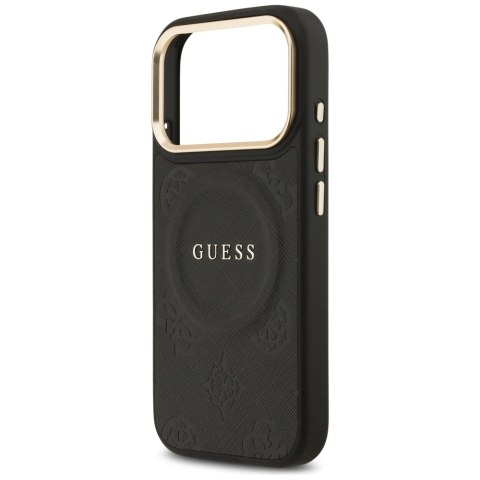 Etui Guess Peony Hot Stamp MagSafe do iPhone 17 Pro czarny