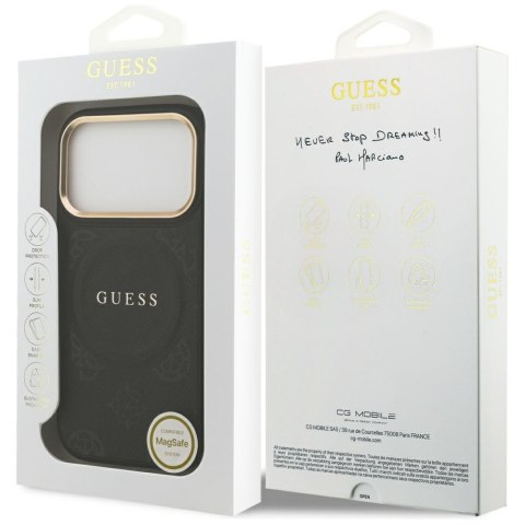 Etui Guess Peony Hot Stamp MagSafe do iPhone 17 Pro czarny