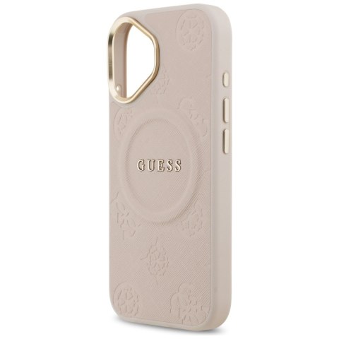 Etui Guess Peony Hot Stamp MagSafe do iPhone 17 różowy
