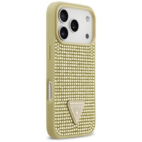 Etui Guess Rhinestone Triangle Logo do iPhone 17 Pro złoty