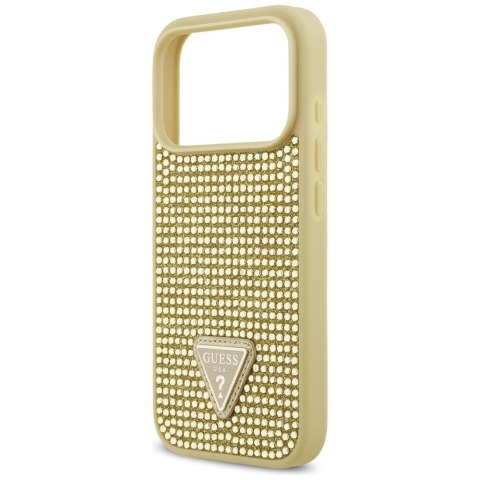Etui Guess Rhinestone Triangle Logo do iPhone 17 Pro złoty