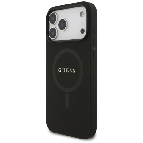 Etui Guess Saffiano Classic Logo MagSafe do iPhone 17 Pro Max czarny