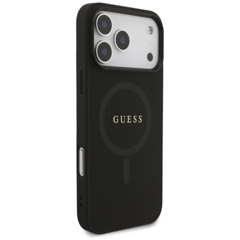 Etui Guess Saffiano Classic Logo MagSafe do iPhone 17 Pro Max czarny