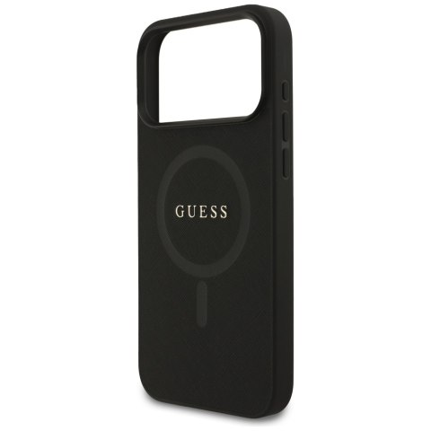 Etui Guess Saffiano Classic Logo MagSafe do iPhone 17 Pro Max czarny