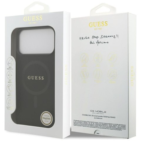 Etui Guess Saffiano Classic Logo MagSafe do iPhone 17 Pro Max czarny