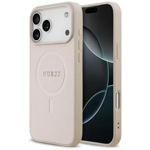 Etui Guess Saffiano Classic Logo MagSafe do iPhone 17 Pro Max różowy