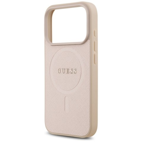 Etui Guess Saffiano Classic Logo MagSafe do iPhone 17 Pro różowy