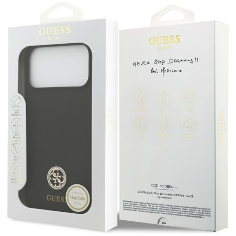 Etui Guess Silicone Logo Strass 4G MagSafe do iPhone 17 Pro Max czarny