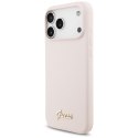 Etui Guess Silicone Script Metal Logo MagSafe do iPhone 17 Pro Max różowy