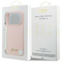 Etui Guess Silicone Script Metal Logo MagSafe do iPhone 17 Pro Max różowy